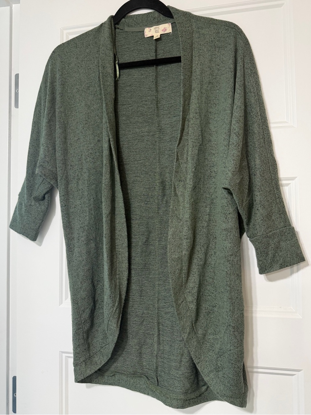 Hippie Rose Open-Front Cardigan in Sage Green